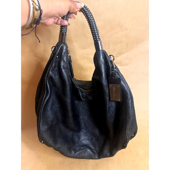 Kenneth Cole New York Leather Black Hobo Handbag - Picture 2 of 9